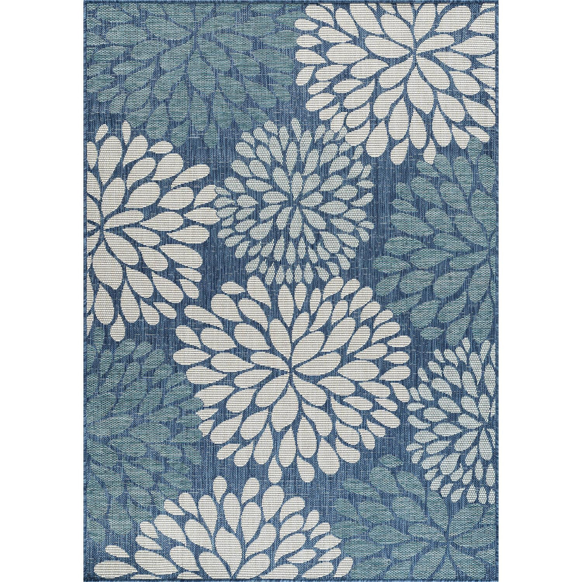 Beverly Rug modern exotic tropical leaf design enhances patios with vibrant color.