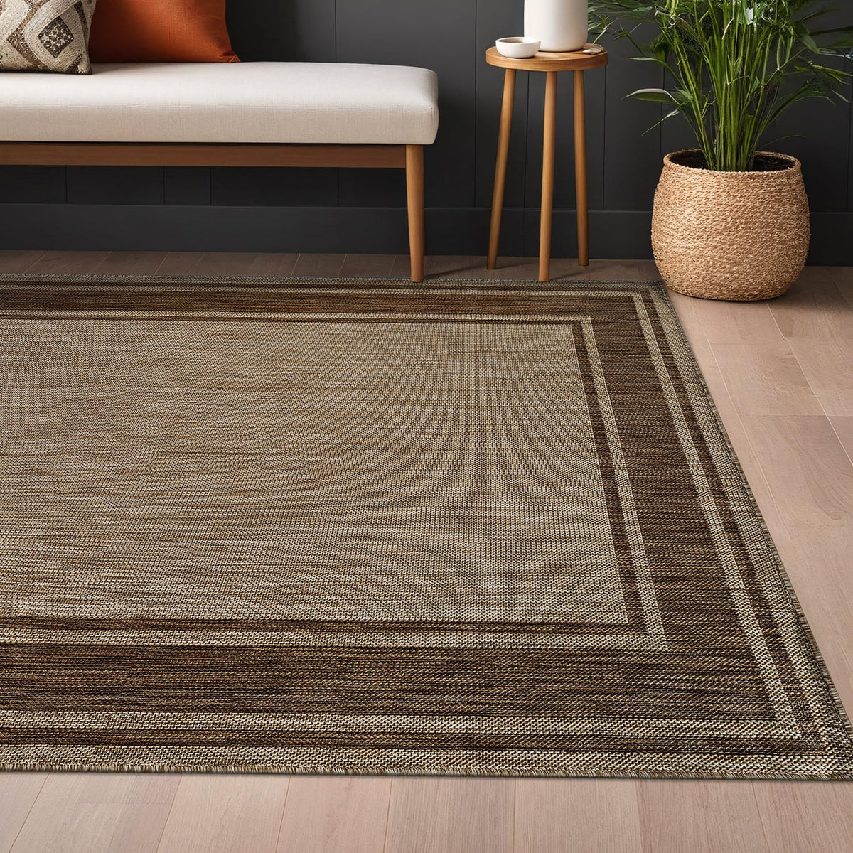 Beverly Rug poolside terrace adds style to outdoor lounge spaces.