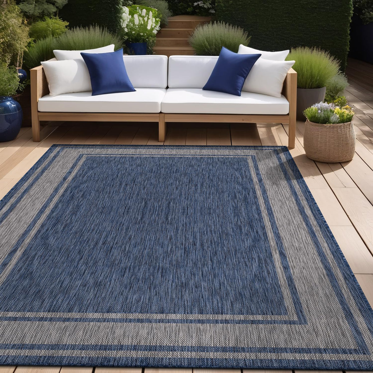 Beverly Rug washable and easy clean 9x12 navy ideal for high-traffic spaces