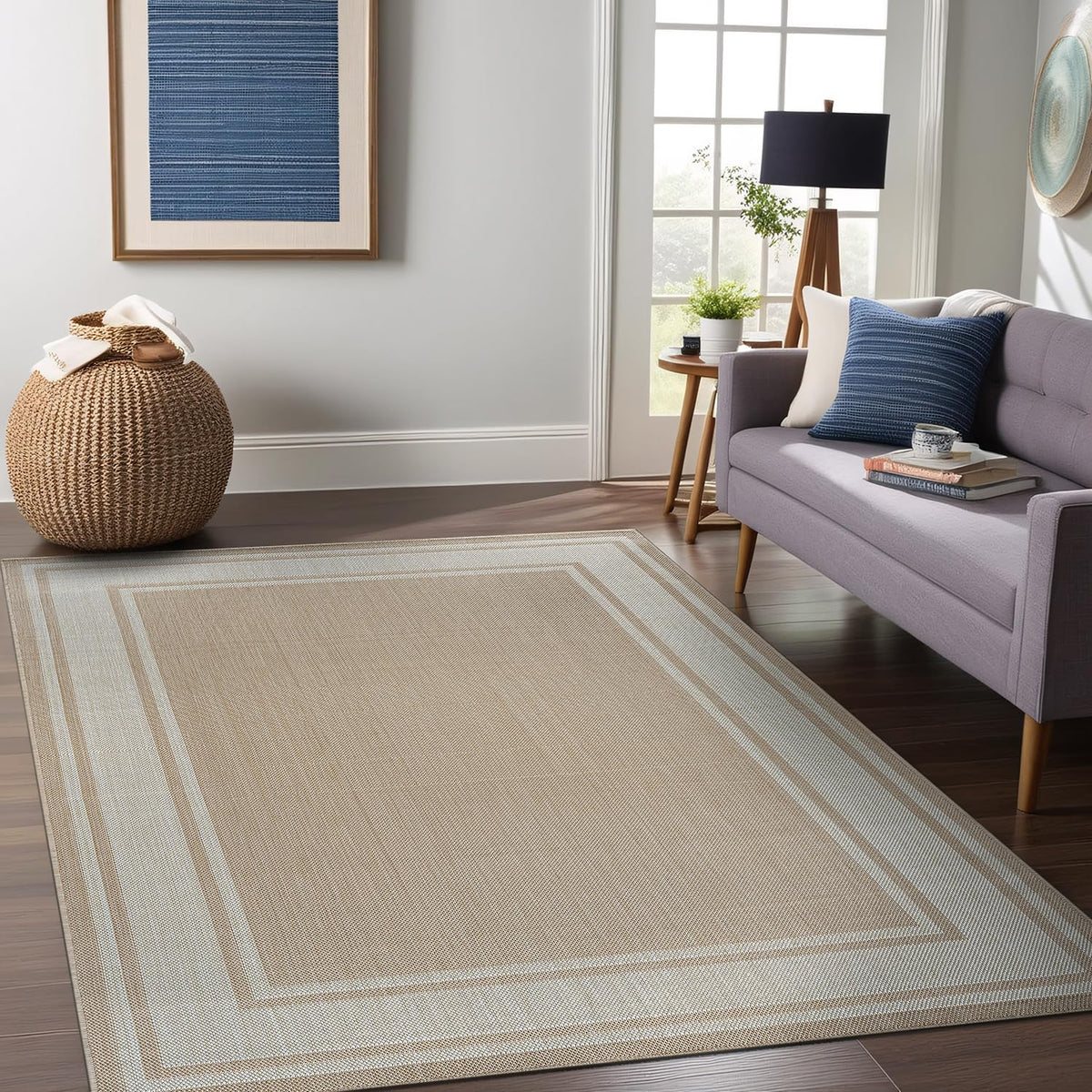 Beverly Rug weather-resistant polypropylene resists sun and moisture.