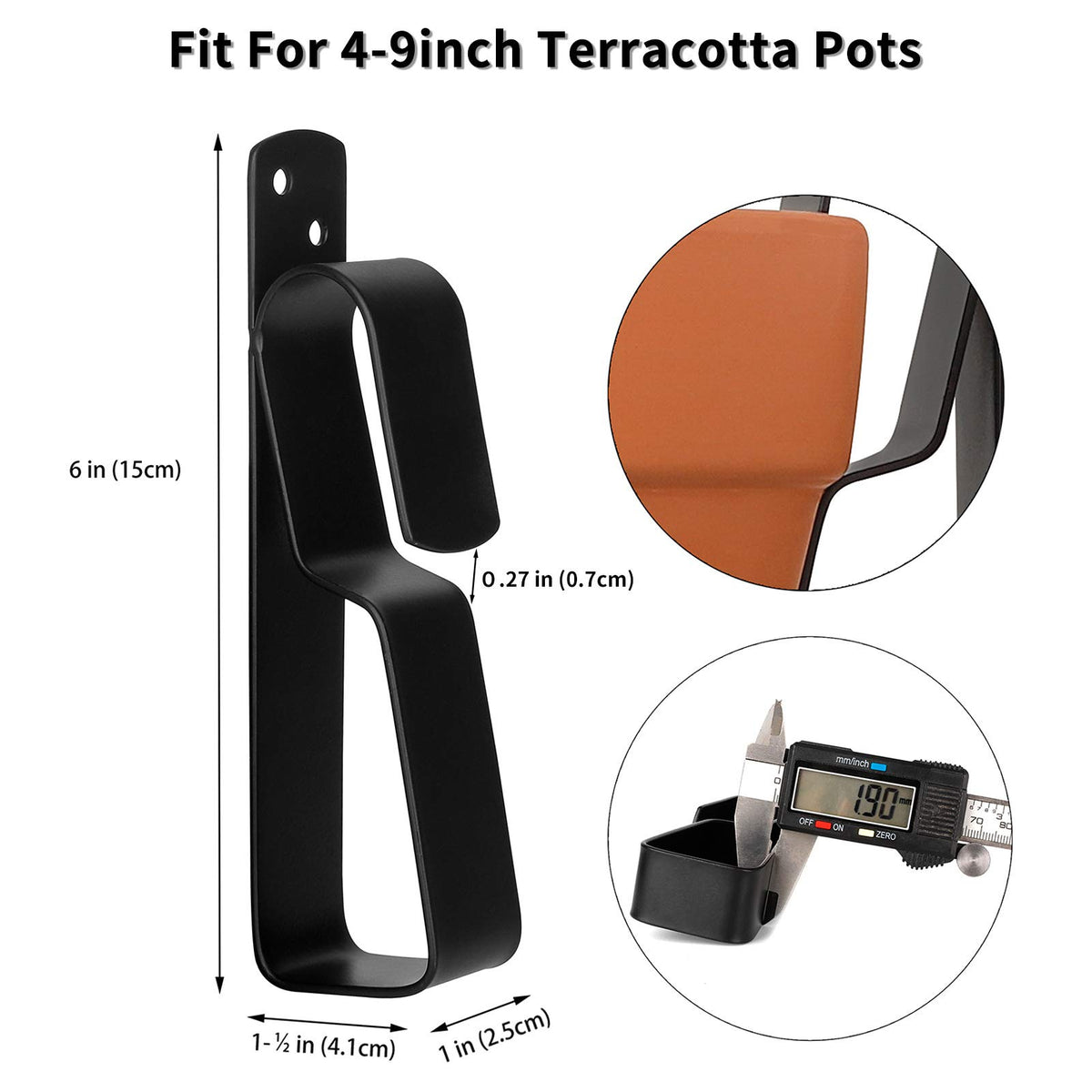 Beviever black metal hooks blending with decor while supporting pots.