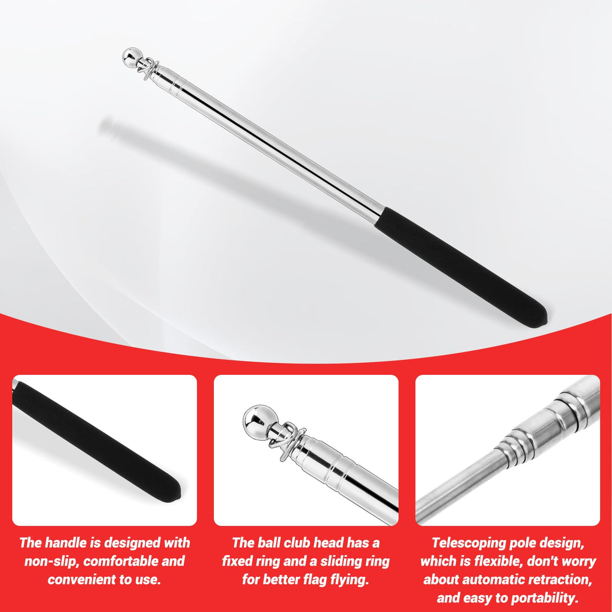 Bewudy compact folded flagpole ideal for travel and storage.