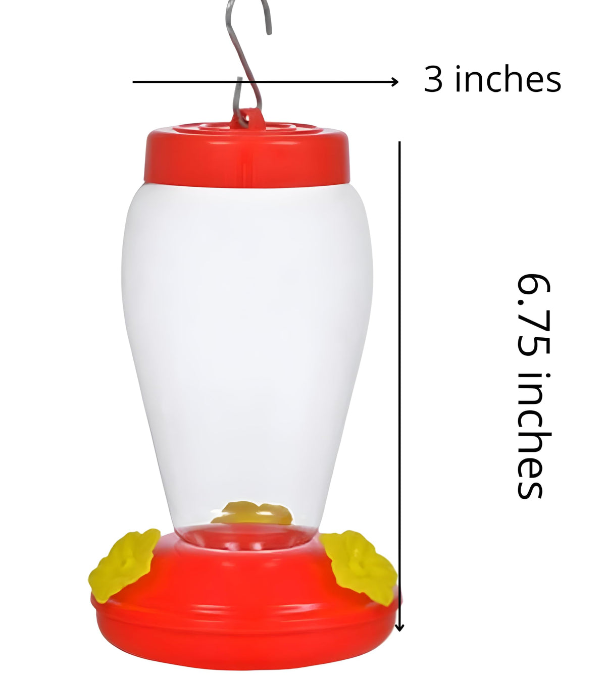 Bexter hanging hummingbird feeder in garden attracting hummingbirds.