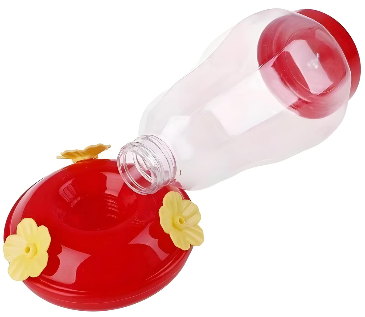 Bexter hanging hummingbird feeder top-cap off for easy cleaning.