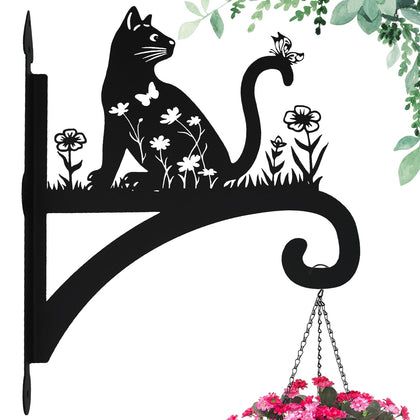 Beyoogeem cat silhouette plant hanger adds playful charm while safely supporting a hanging basket.