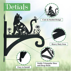 Beyoogeem outdoor wall bracket with cat design adds charm while holding a planter.