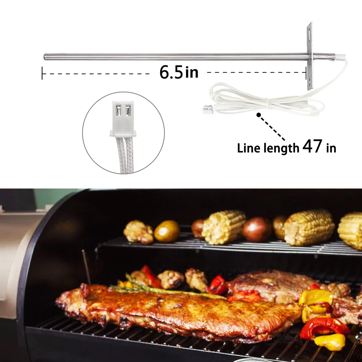 Bezmaksas RTD probe replacement for Woodwind and DLX series grills ensures reliable readings.