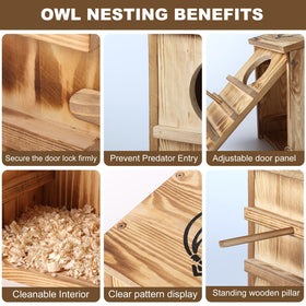 BFAZKXY screech barred owl nesting design supports medium species.