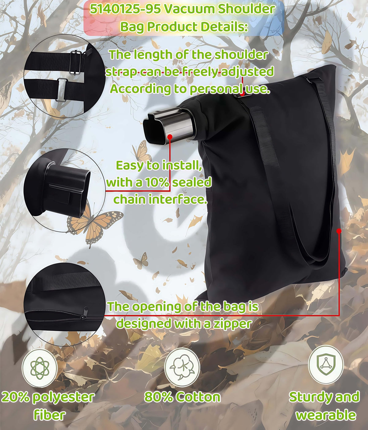 BGD upgraded zipper ensures smooth emptying and a secure seal.