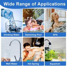 Bgieaug hardness and pH chlorine tests provide quick readings.