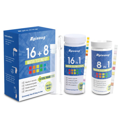 Bgieaug 24-in-1 water test strips kit for quick home results.