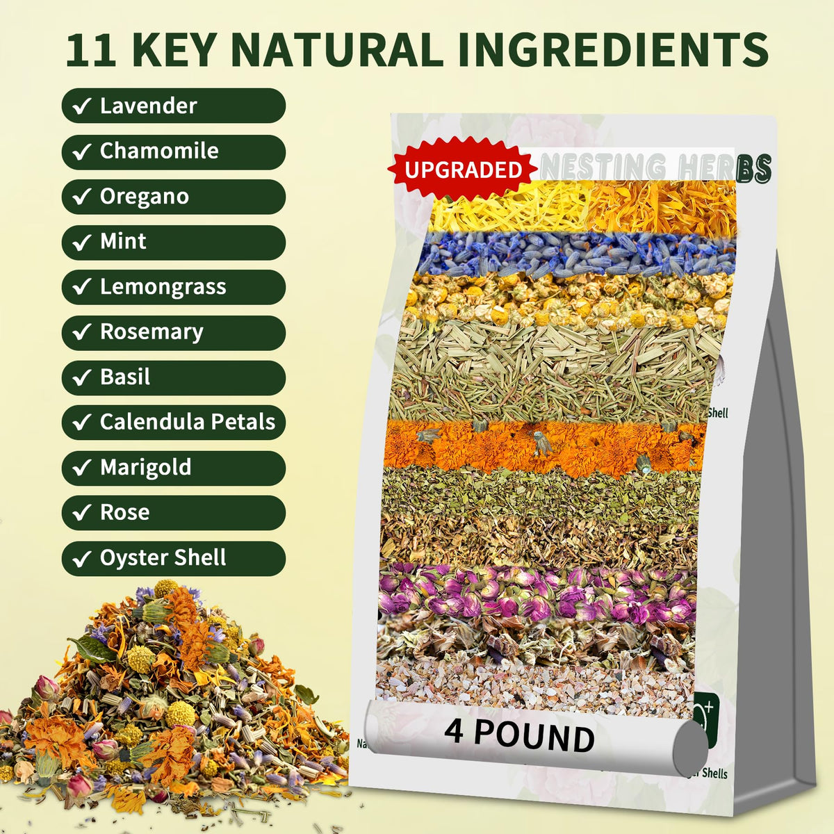 BGraceyy nesting box refresh herbs in coop, invites hens to nest and reduces floor eggs.