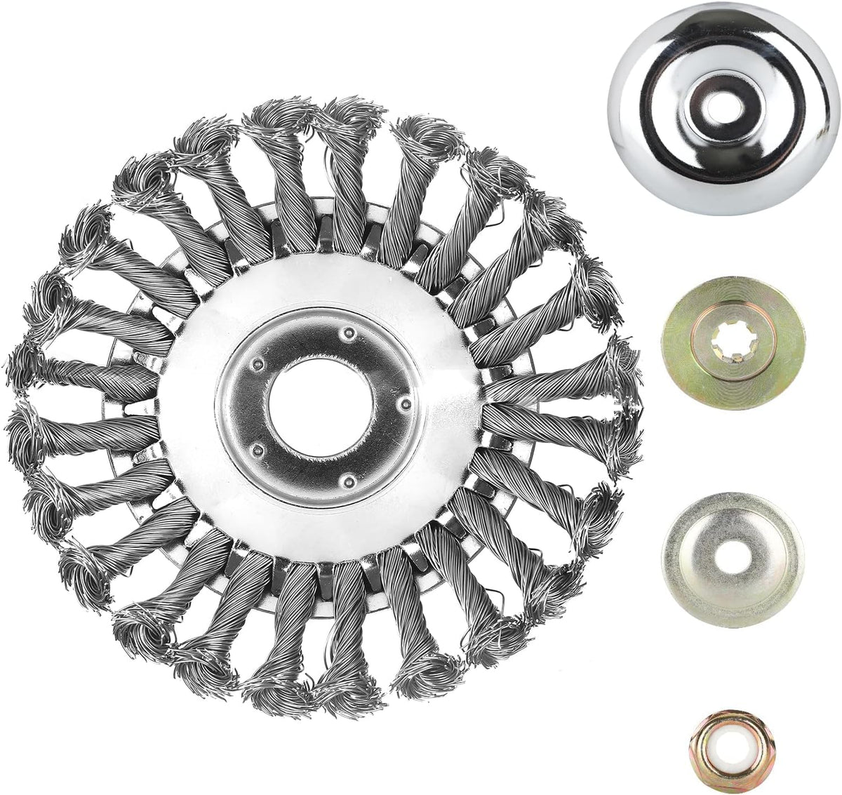 BGTOOL twist-knot steel wire disc removes rust and grime