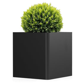BHCORTEN large square planter front view highlights weather-ready metal construction.