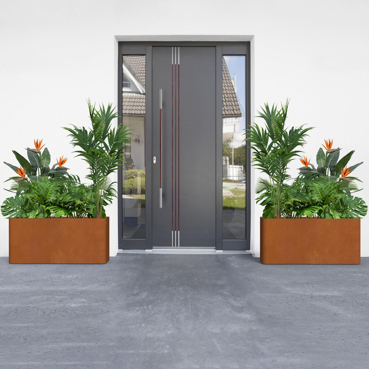BHCORTEN modern planter box enhances patios and gardens.
