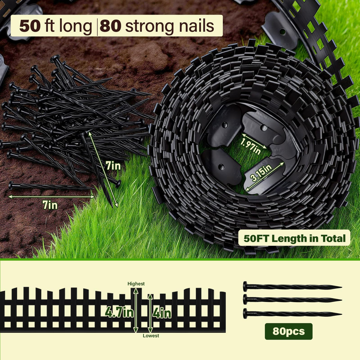 Bhyhok 80-spikes provide stable installation for durable garden edging