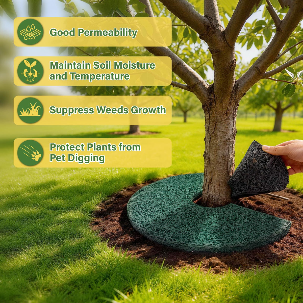Bhyhok breathable rubber mulch ring supports air and drainage for roots.