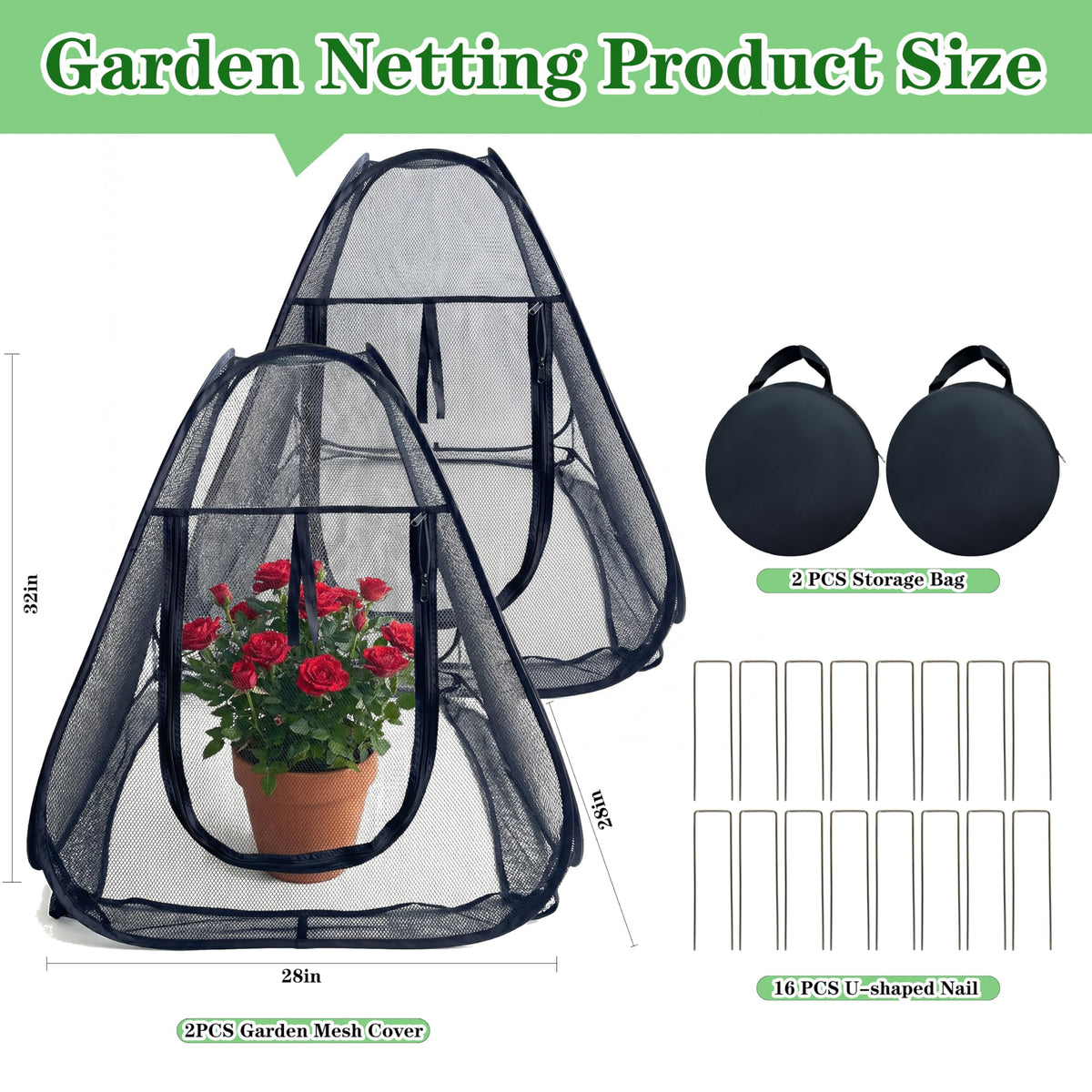 Bhyhok garden netting cover zip-door for easy watering and harvesting