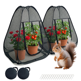 Bhyhok pop-up garden netting cover in setup protects vegetables from birds