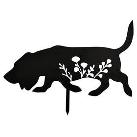 Biagift Basset Hound metal statue, front view enhances your garden with lifelike charm.