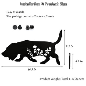 Biagift Basset Hound statue, side view highlights laser-cut precision in outdoor decor.