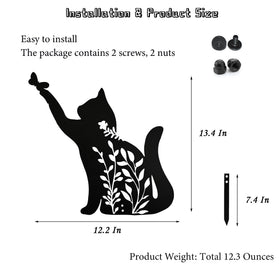 BiaGift cat playing with butterfly metal art adds whimsy