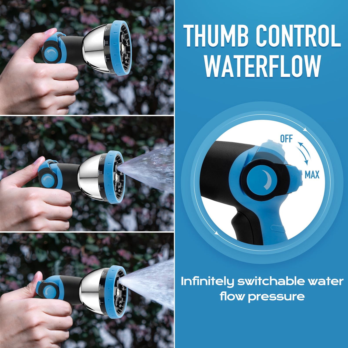 BIBURY ergonomic non-slip grip provides secure handling when wet.