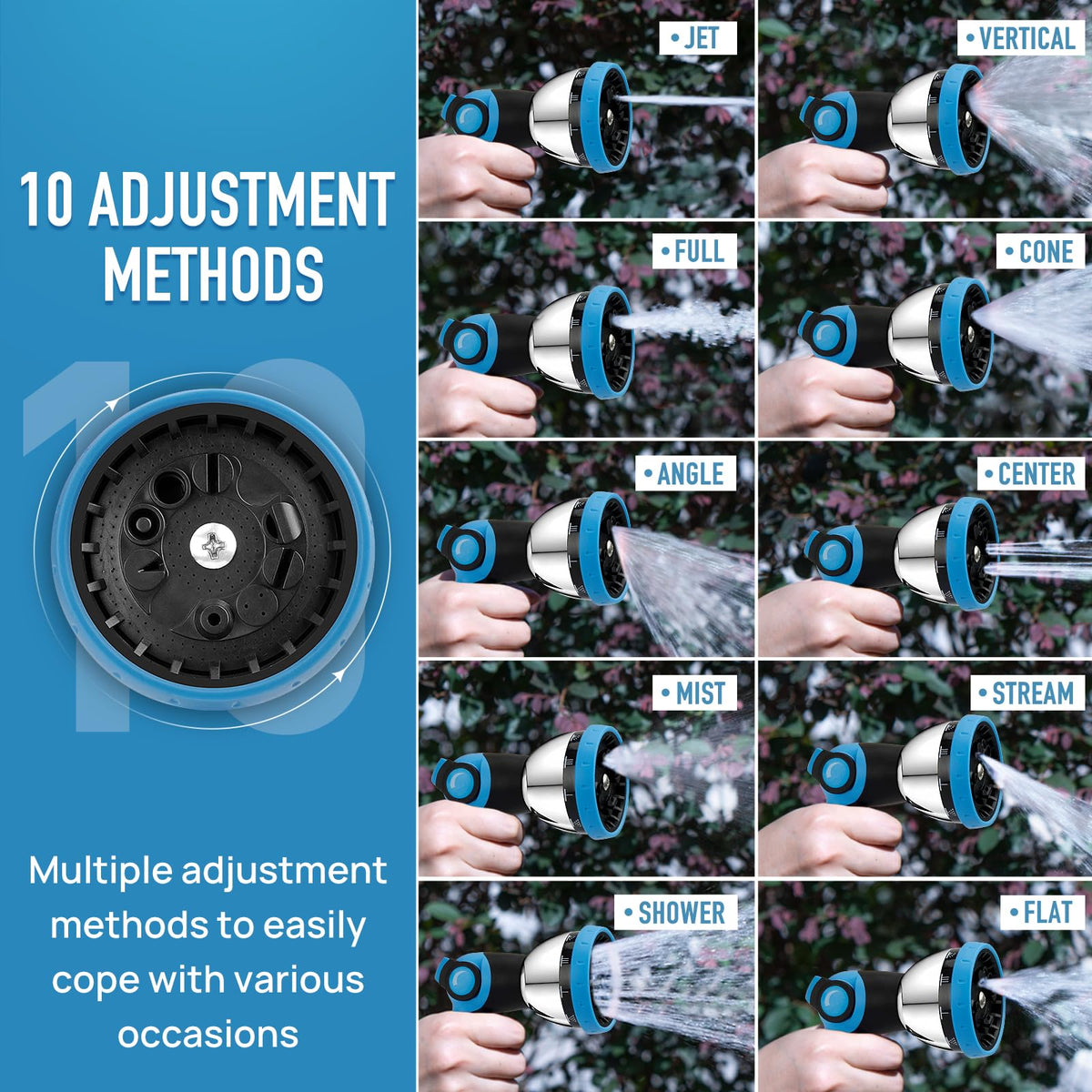 BIBURY thumb-control nozzle enables easy one-handed water flow.