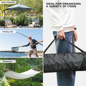 Bicherub storage bag with side handles, easy to move around the patio.
