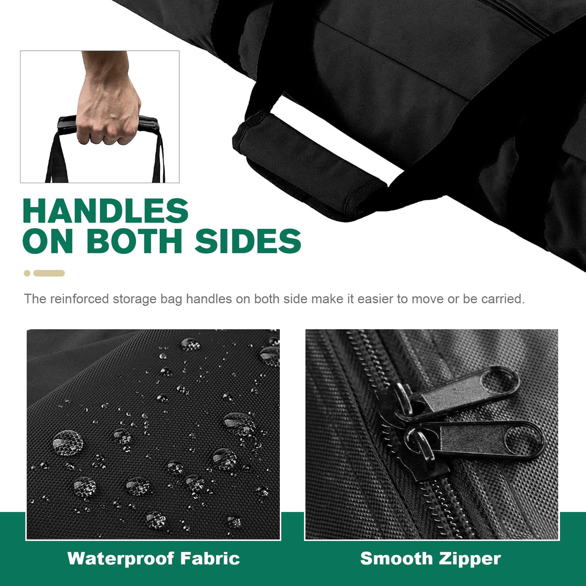 Bicherub umbrella storage bag zipper close, secure lid keeps contents protected.