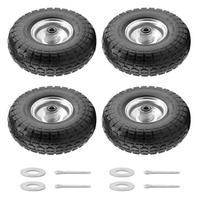 BIEAMA 4-pack 10-inch solid PU tires ready for durable cart replacement.