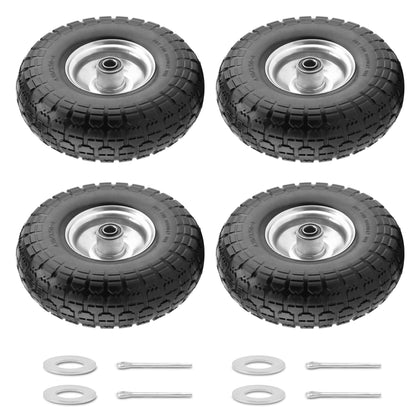 BIEAMA 4-pack 10-inch solid PU tires ready for durable cart replacement.