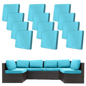 BIETYONE 12-piece stretch patio cushion cover in sky blue protects outdoor furniture.