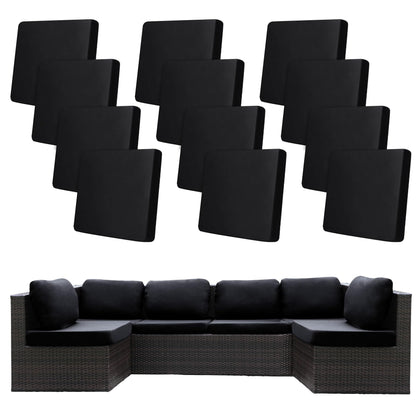 BIETYONE 12-pack stretch cushion covers beige, fits patio cushions, easy seasonal refresh.