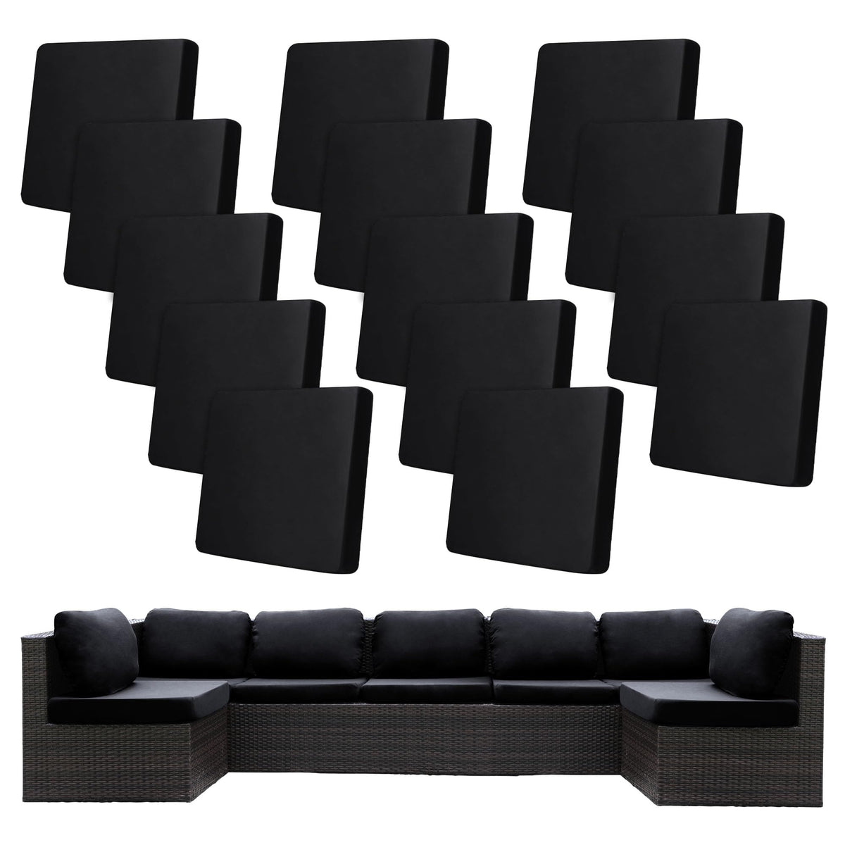 BIETYONE 14-pcs stretch patio cushion covers fit various outdoor cushions.