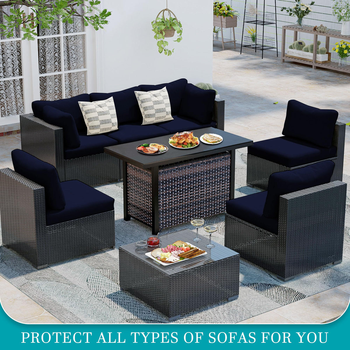BIETYONE cushion cover shown on courtyard sofa and chairs for versatile decor compatibility.