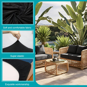 BIETYONE beige cushion cover on outdoor sofa protecting cushions from wear.