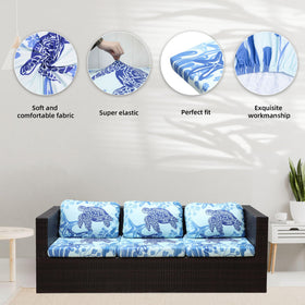 BIETYONE Sea Turtle cushion cover on outdoor sofa shows versatile fit.