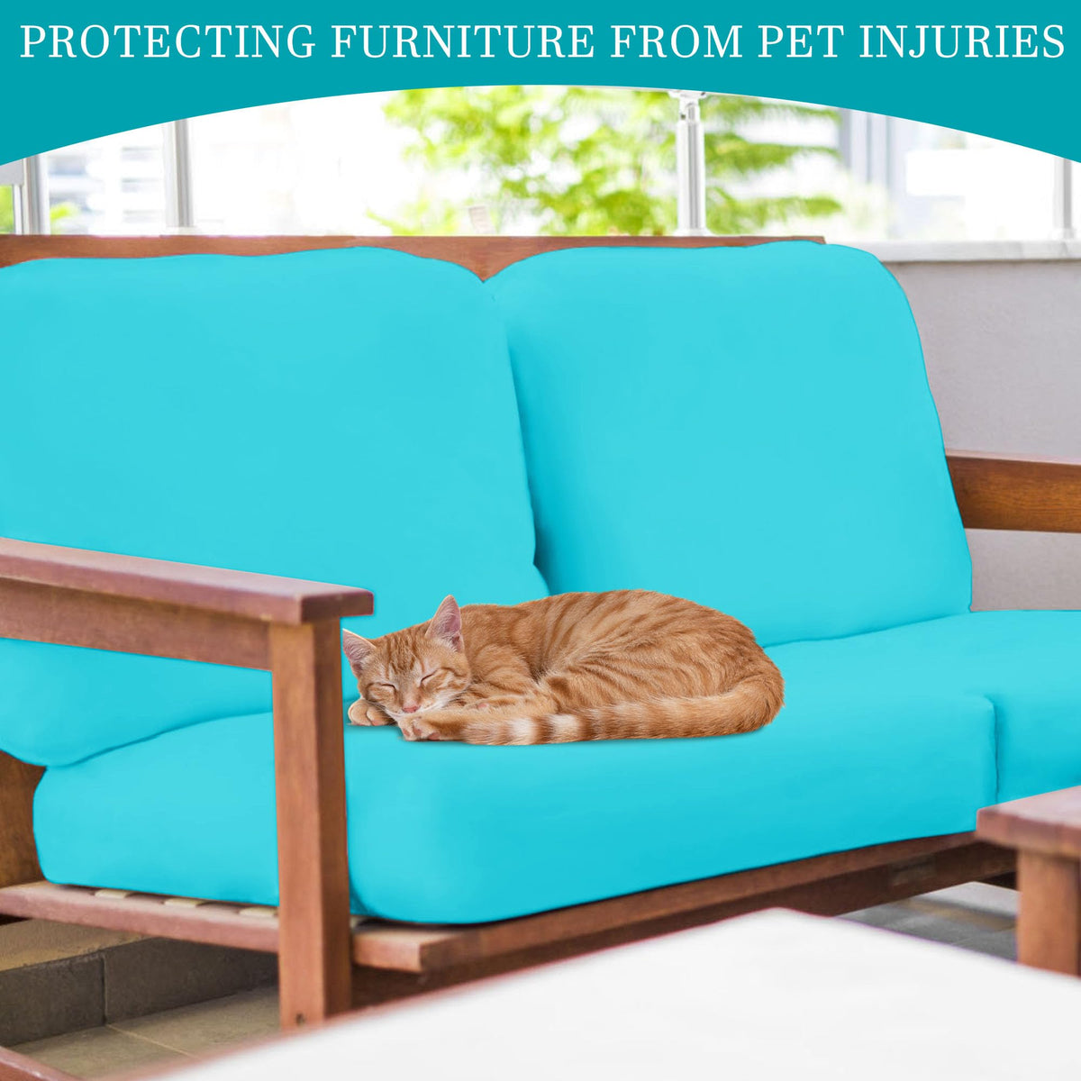 BIETYONE sky blue cushion cover set enhances outdoor seating with refreshed look.