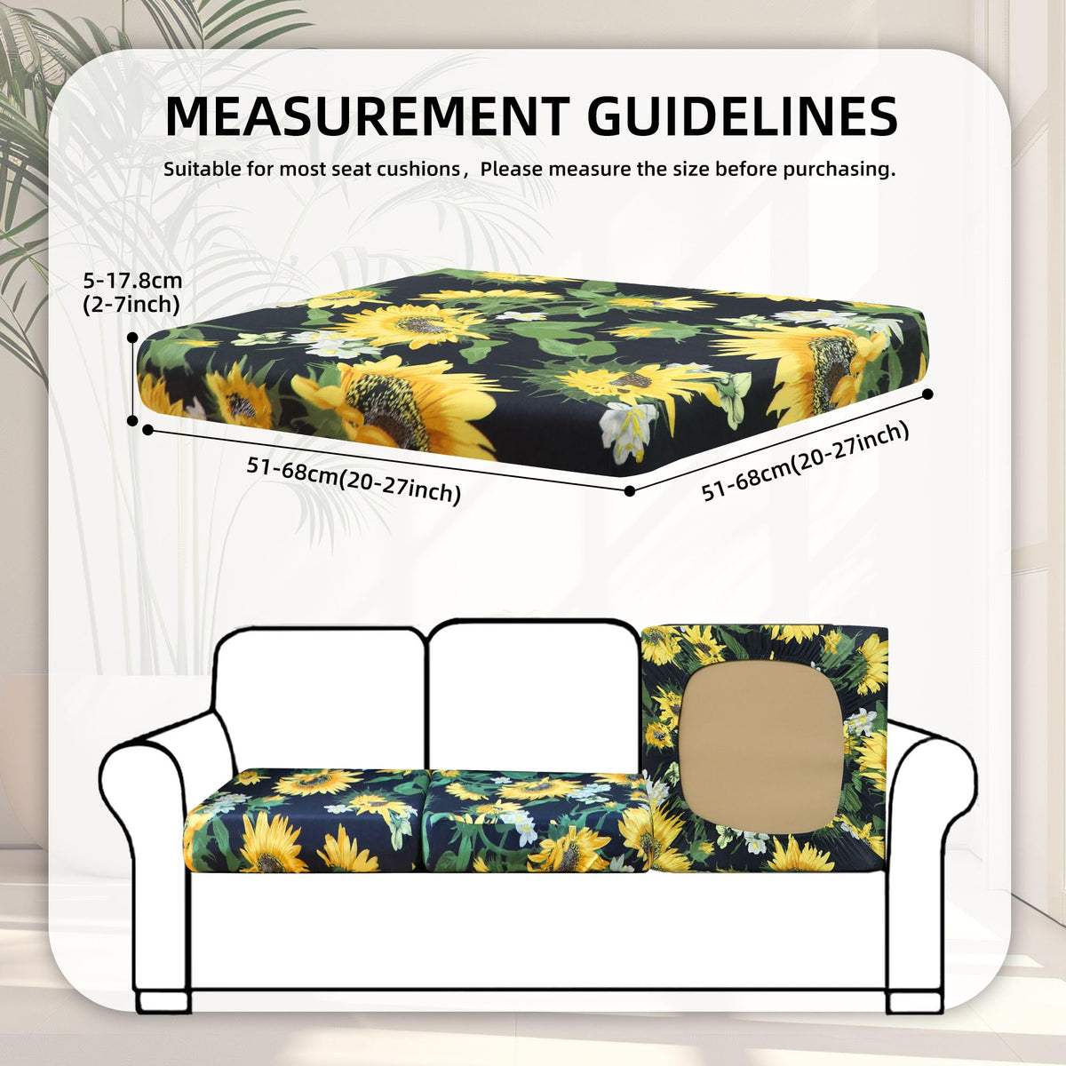 BIETYONE sunflower stretch cushion cover close-up fabric texture highlighting comfort and breathability.