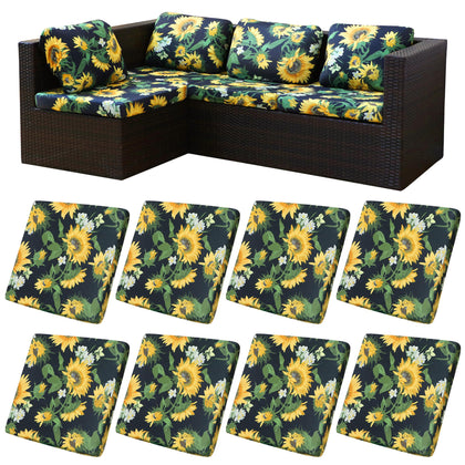 BIETYONE sunflower stretch cushion cover front view shows durable soft fabric for outdoor furniture.