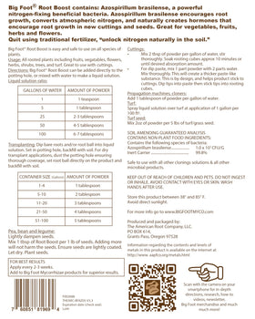 Big Foot Probiotic Root Boost label detail confirms USA-made quality.