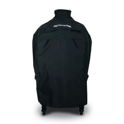 Big Green Egg cover on XL/Large egg, weatherproof protection with moisture ventilation.