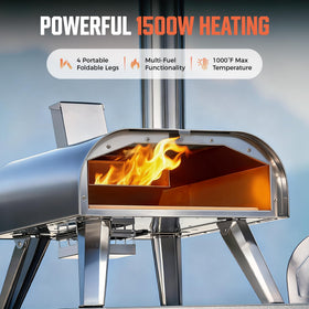 BIG HORN oven in action showing 1000°F cooking surface