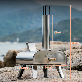 Stainless steel body and wooden door handle detail