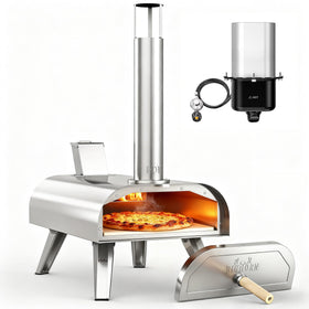 BIG HORN OUTDOORS 12in pizza oven front view showing portable design for backyard gatherings