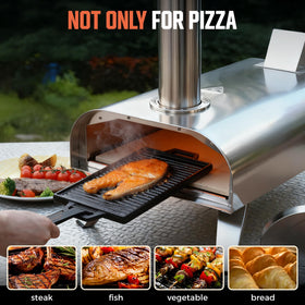BIG HORN OUTDOORS 12in in action cooking showing pizza stone heat