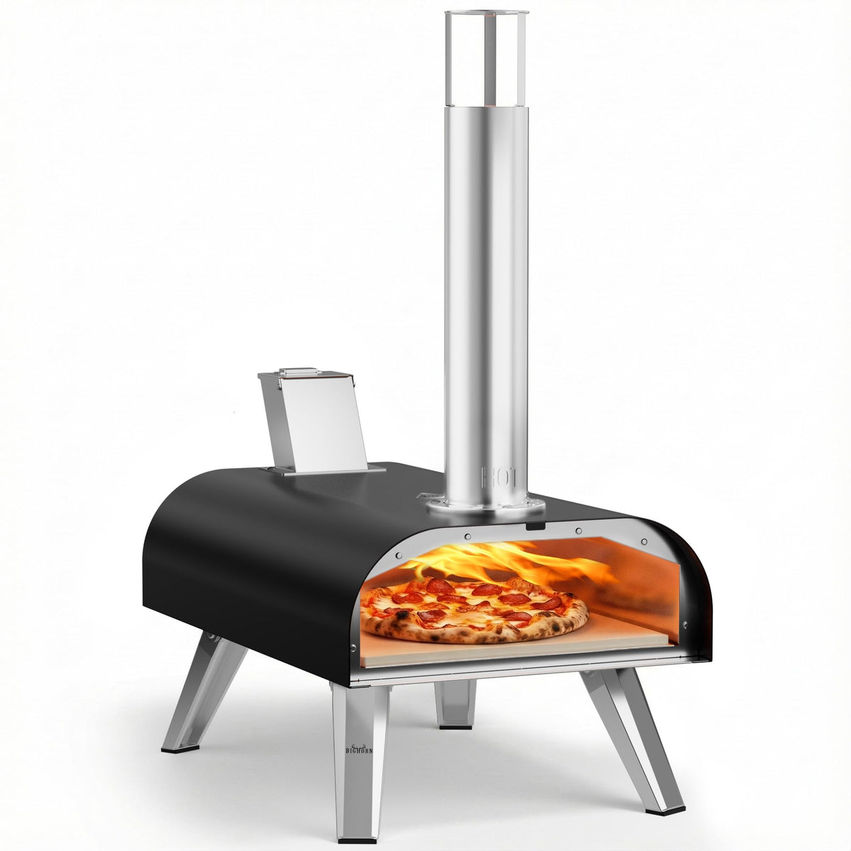 Big Horn Outdoors 12-inch woodfire pizza stone for authentic outdoor pizzas.