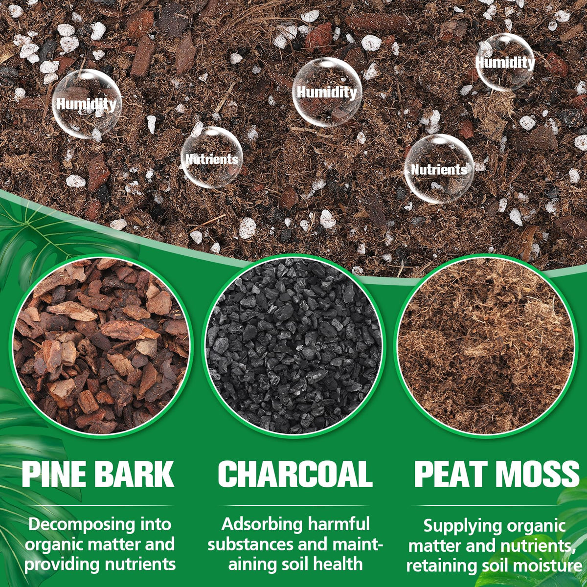 Biggun Monstera potting mix drainage and aeration detail supports root health.