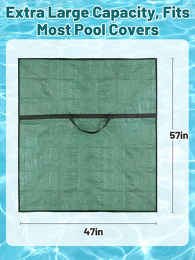 Biggun storage solution ready for use with covered pool items neatly stored